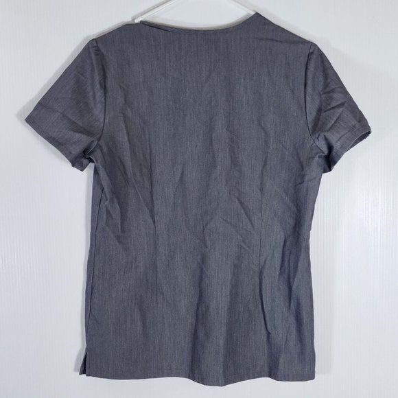 FIGS Scrubs Top Womens XS Gray Technical Stretch Short Sleeve V-Neck Pockets - Picture 5 of 7